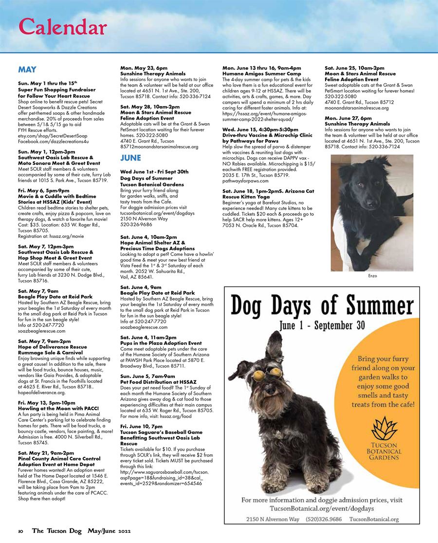 cson Dog May June 2022 Calendar