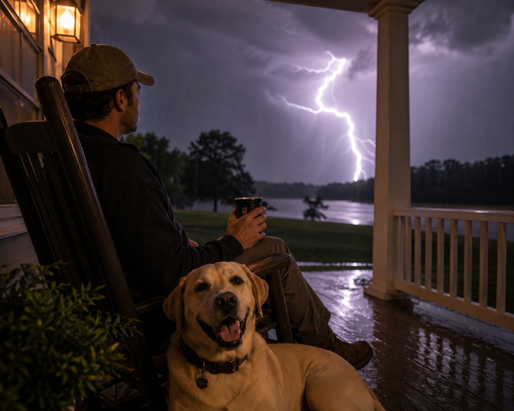 Training Happy Dog in a storm